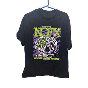 NOFX FINAL tour shirt 40 years 2024 Black and green skull tour dates on back s L